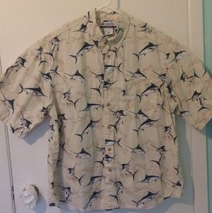 Columbia Mens XL Beige Aloha Marlin
